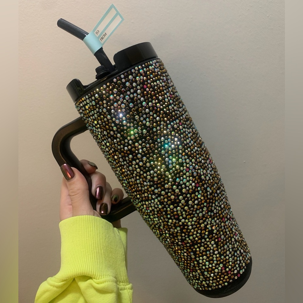 Simply Southern Black Rhinestone Studded Embellished 40oz Tumbler with Straw New